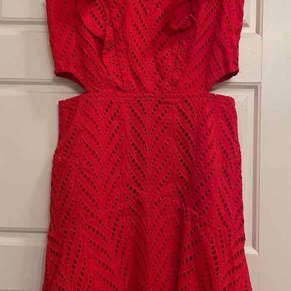 Bardot - Kira Crochet Ruffle Mini Dress | Lipstick Red | Size: US 4 / XS | NWT - Picture 4 of 12